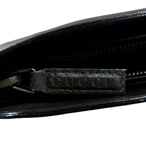 Gucci - Dark Brown Structured Leather & Silver Accent Vintage Shoulder Bag VGUC - Picture 10 of 12